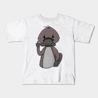 Grumpy Platypus Holding Middle finger funny gift Kids T-Shirt